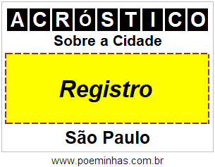 Acróstico Para Imprimir Sobre a Cidade Registro