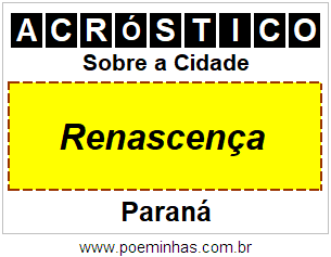 Acróstico Para Imprimir Sobre a Cidade Renascença