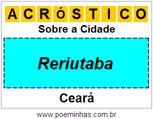 Acróstico Para Imprimir Sobre a Cidade Reriutaba