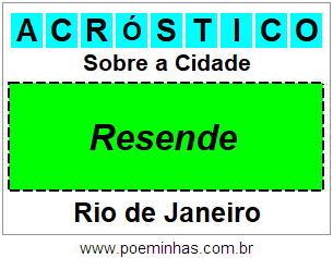 Acróstico Para Imprimir Sobre a Cidade Resende