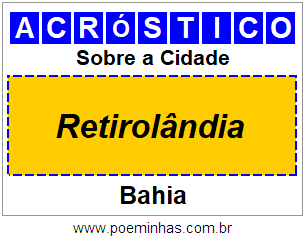 Acróstico Para Imprimir Sobre a Cidade Retirolândia