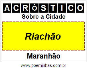 Acróstico Para Imprimir Sobre a Cidade Riachão