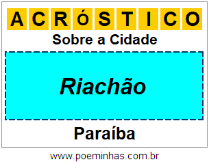 Acróstico Para Imprimir Sobre a Cidade Riachão