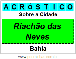 Acróstico Para Imprimir Sobre a Cidade Riachão das Neves