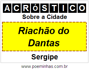 Acróstico Para Imprimir Sobre a Cidade Riachão do Dantas