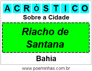 Acróstico Para Imprimir Sobre a Cidade Riacho de Santana