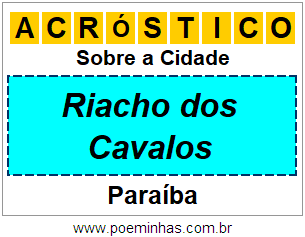 Acróstico Para Imprimir Sobre a Cidade Riacho dos Cavalos