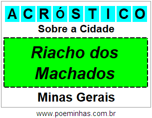 Acróstico Para Imprimir Sobre a Cidade Riacho dos Machados