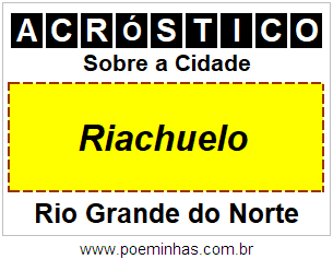 Acróstico Para Imprimir Sobre a Cidade Riachuelo