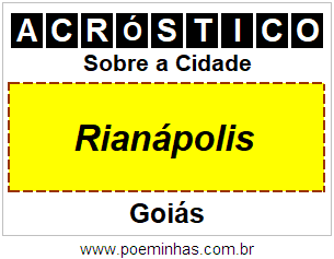 Acróstico Para Imprimir Sobre a Cidade Rianápolis