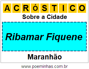 Acróstico Para Imprimir Sobre a Cidade Ribamar Fiquene