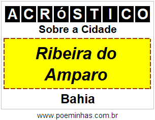 Acróstico Para Imprimir Sobre a Cidade Ribeira do Amparo