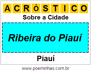 Acróstico Para Imprimir Sobre a Cidade Ribeira do Piauí