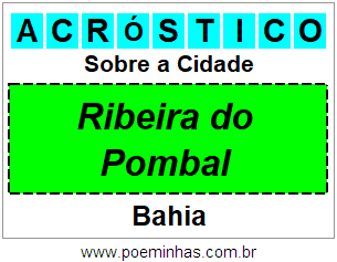 Acróstico Para Imprimir Sobre a Cidade Ribeira do Pombal