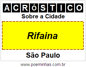 Acróstico Para Imprimir Sobre a Cidade Rifaina