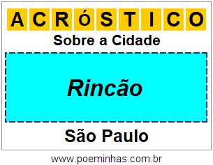 Acróstico Para Imprimir Sobre a Cidade Rincão