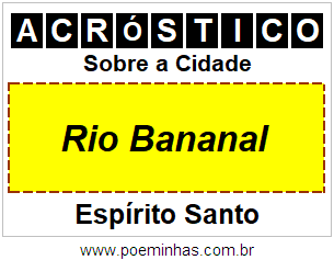 Acróstico Para Imprimir Sobre a Cidade Rio Bananal