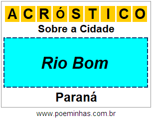 Acróstico Para Imprimir Sobre a Cidade Rio Bom