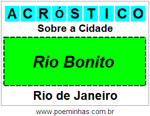 Acróstico Para Imprimir Sobre a Cidade Rio Bonito