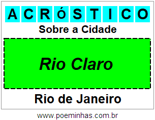 Acróstico Para Imprimir Sobre a Cidade Rio Claro