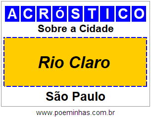 Acróstico Para Imprimir Sobre a Cidade Rio Claro