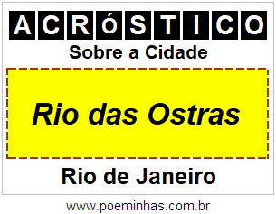 Acróstico Para Imprimir Sobre a Cidade Rio das Ostras
