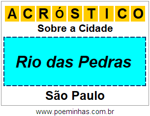 Acróstico Para Imprimir Sobre a Cidade Rio das Pedras