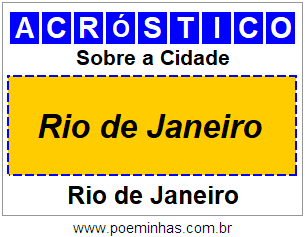 Acróstico Para Imprimir Sobre a Cidade Rio de Janeiro