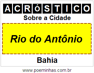 Acróstico Para Imprimir Sobre a Cidade Rio do Antônio