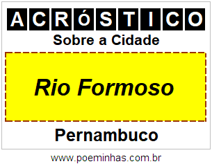 Acróstico Para Imprimir Sobre a Cidade Rio Formoso