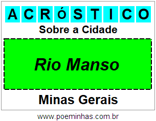 Acróstico Para Imprimir Sobre a Cidade Rio Manso