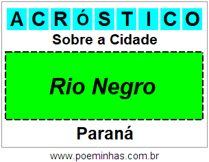 Acróstico Para Imprimir Sobre a Cidade Rio Negro