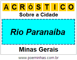 Acróstico Para Imprimir Sobre a Cidade Rio Paranaíba