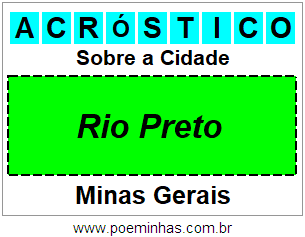 Acróstico Para Imprimir Sobre a Cidade Rio Preto