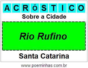Acróstico Para Imprimir Sobre a Cidade Rio Rufino