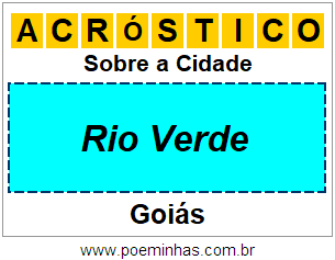 Acróstico Para Imprimir Sobre a Cidade Rio Verde