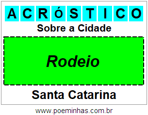 Acróstico Para Imprimir Sobre a Cidade Rodeio