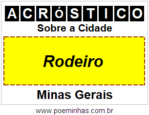 Acróstico Para Imprimir Sobre a Cidade Rodeiro