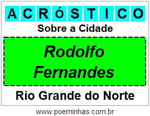 Acróstico Para Imprimir Sobre a Cidade Rodolfo Fernandes