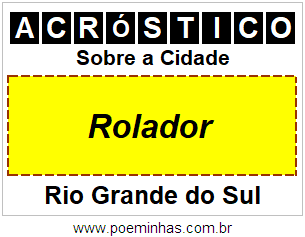 Acróstico Para Imprimir Sobre a Cidade Rolador