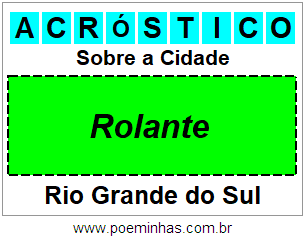 Acróstico Para Imprimir Sobre a Cidade Rolante