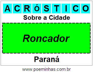 Acróstico Para Imprimir Sobre a Cidade Roncador