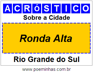 Acróstico Para Imprimir Sobre a Cidade Ronda Alta