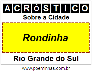Acróstico Para Imprimir Sobre a Cidade Rondinha