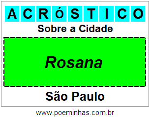 Acróstico Para Imprimir Sobre a Cidade Rosana