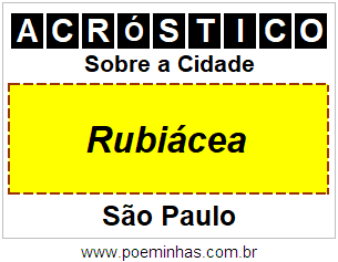 Acróstico Para Imprimir Sobre a Cidade Rubiácea