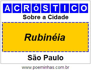 Acróstico Para Imprimir Sobre a Cidade Rubinéia