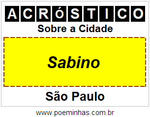 Acróstico Para Imprimir Sobre a Cidade Sabino