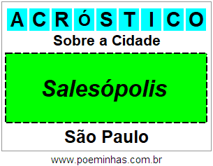 Acróstico Para Imprimir Sobre a Cidade Salesópolis