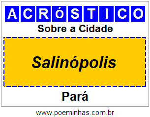 Acróstico Para Imprimir Sobre a Cidade Salinópolis